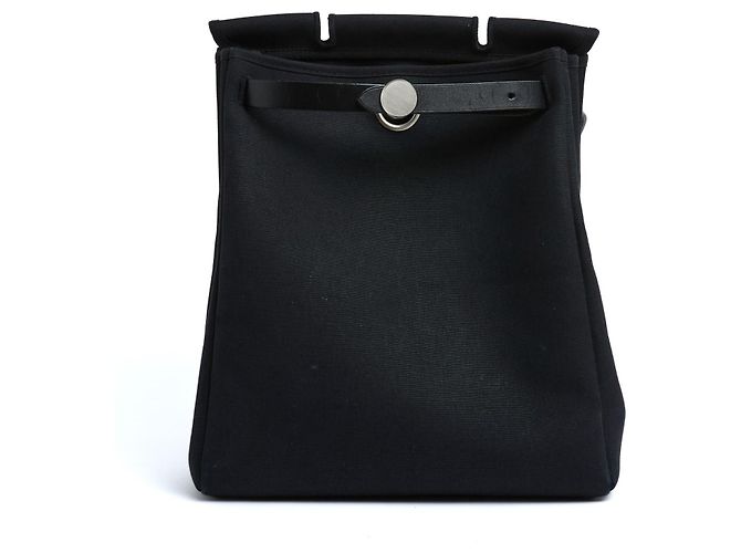 Zaino Hermès Herbag in Tela Nera e Pelle x2 Pristine Hermes Nero - vista 5