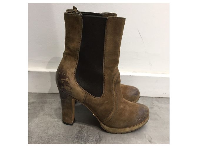 PRADA Botas de tornozelo T.EU 36.5 Camurça Bege - vista 2