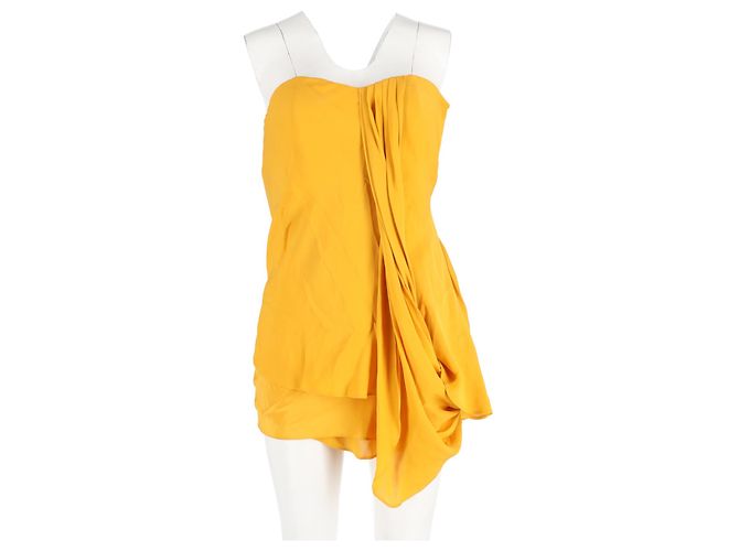 Vestido mini sem alças Adam Lippes em seda amarela Amarelo - vista 4