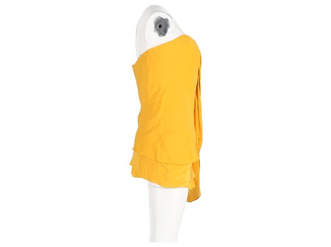 Vestido mini sem alças Adam Lippes em seda amarela Amarelo - vista 6