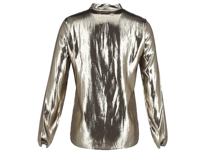 Blusa Lamé en Forma de Gota en Seda Dorada de Lanvin Dorado Metálico - vista 3