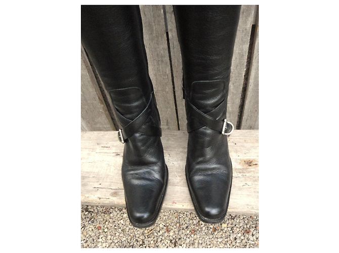 Botas Prada de cuero negro con hebilla - vista 4