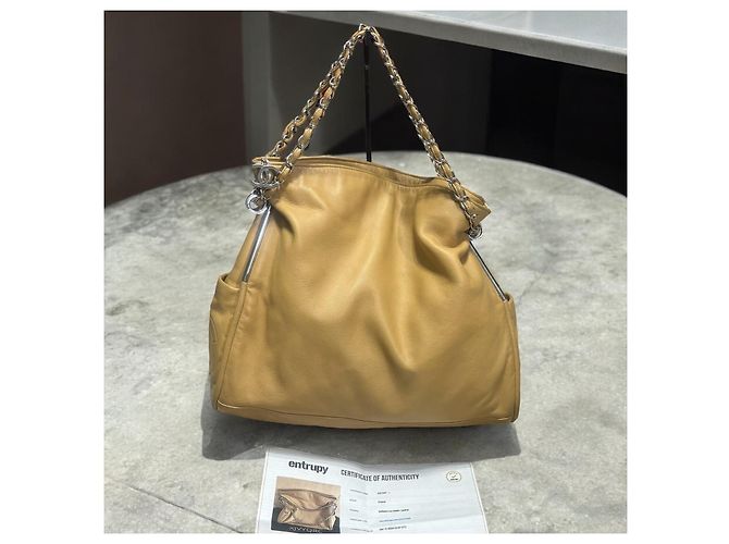 Vintage CHANEL Soft Hobo Bag Caramel Silver hardware - view 2