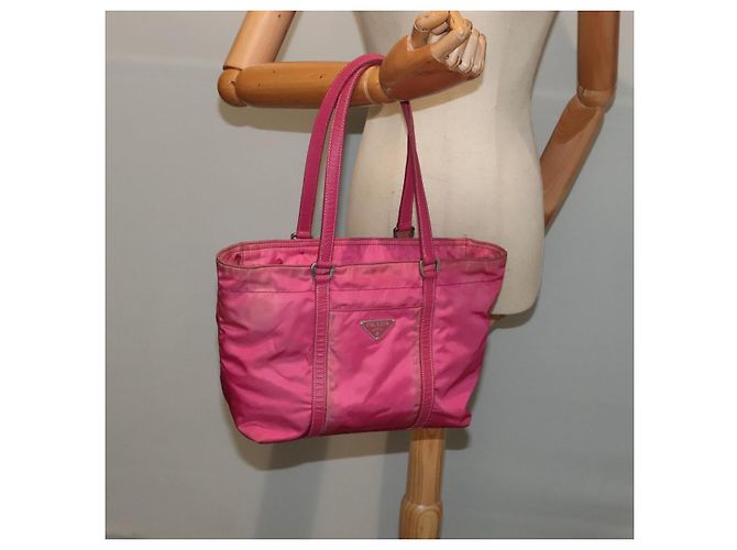 PRADA Borsa a mano in nylon rosa Auth bs18106 - vista 23