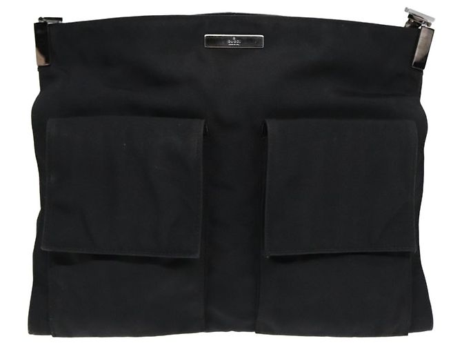 Borsa a spalla GUCCI in nylon nero 001 3283 Auth ep5000 - vista 13