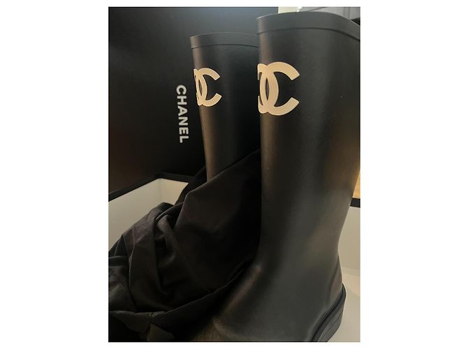 Botas de lluvia de goma con logo CC Chanel FW 2022 Negro - vista 3