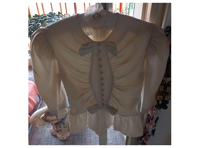 Autre Marque HANAE MORI Weiße Baumwollbluse Größe 38 - Ansicht 2