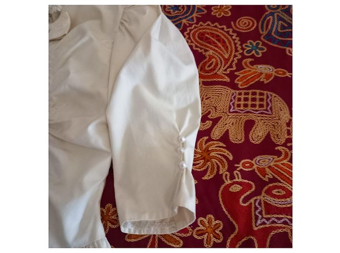 Autre Marque HANAE MORI Weiße Baumwollbluse Größe 38 - Ansicht 4