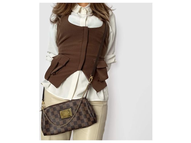 Louis Vuitton Pochette Eva in tela Damier Ebene Multicolore - vista 3