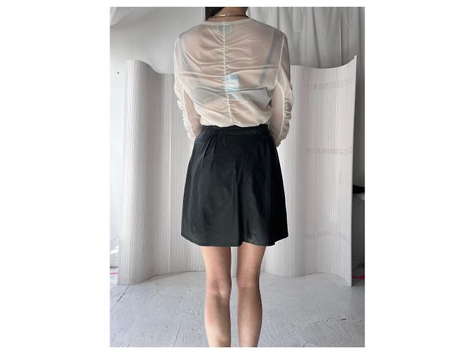 Falda de gabardina de cuero Burberry Negro - vista 5