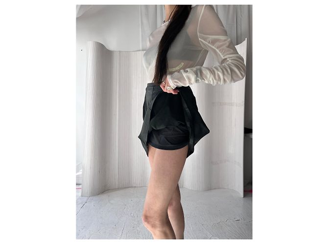 Falda de gabardina de cuero Burberry Negro - vista 6