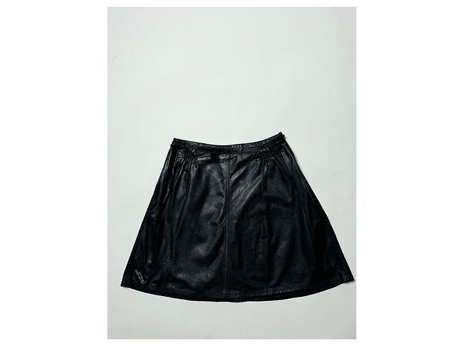 Falda de gabardina de cuero Burberry Negro - vista 8
