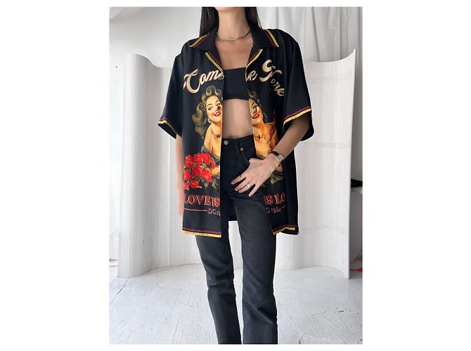 Camicia Pin Up 100% Seta Dolce & Gabbana Nero - vista 4