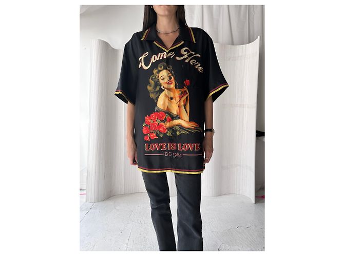 Camicia Pin Up 100% Seta Dolce & Gabbana Nero - vista 5