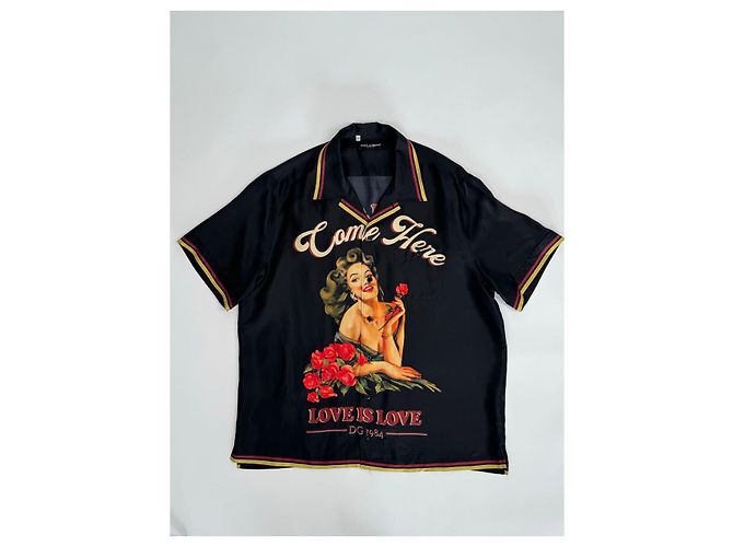 Camicia Pin Up 100% Seta Dolce & Gabbana Nero - vista 7