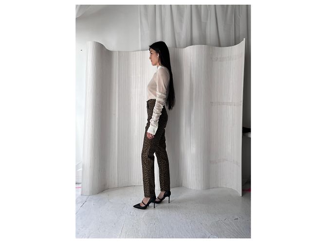 Jeans de cintura alta con estampado de leopardo Fendi Crudo - vista 3