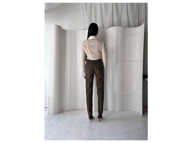 Jeans de cintura alta con estampado de leopardo Fendi Crudo - vista 4