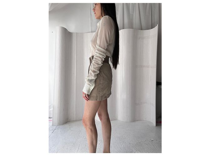 Gonna mini plissettata MM6 Margiela Marrone - vista 6