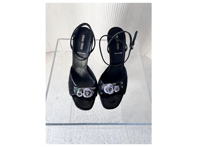 Miu Miu Blumen Peep Toe Absätze der 90er - Ansicht 6