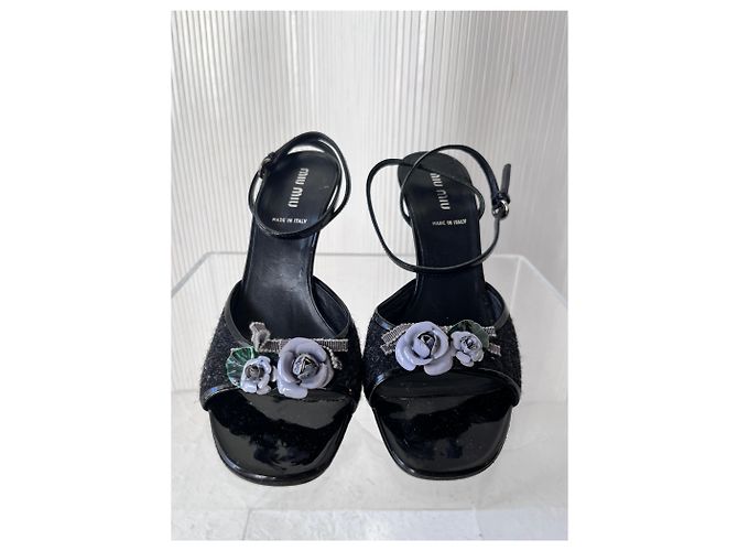 Miu Miu Blumen Peep Toe Absätze der 90er - Ansicht 7