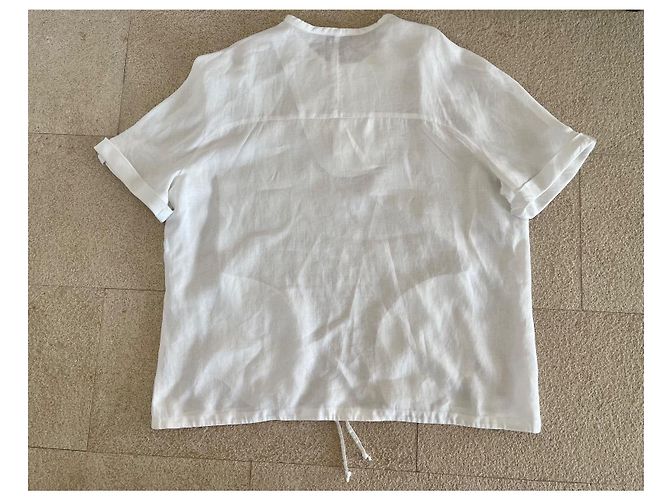 Adolfo Dominguez white linen short sleeve shirt size XL - view 4