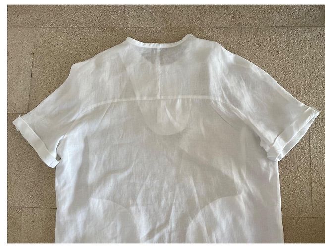 Adolfo Dominguez white linen short sleeve shirt size XL - view 5