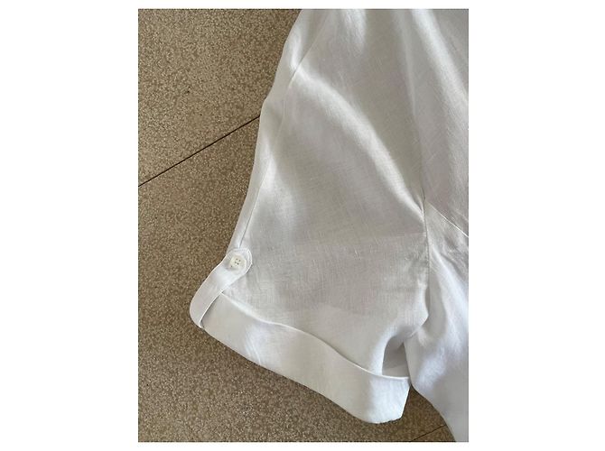 Adolfo Dominguez white linen short sleeve shirt size XL - view 6