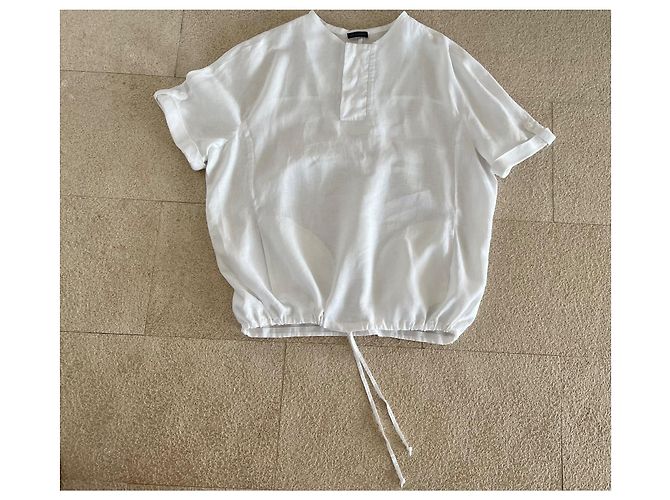 Adolfo Dominguez white linen short sleeve shirt size XL - view 7