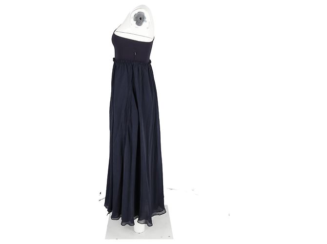Abito maxi a spalla unica Pierre Balmain in poliestere e cotone blu navy - vista 5