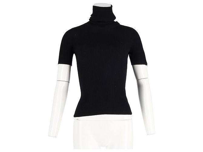 Camiseta de gola alta Alexander Wang em algodão preto - vista 4