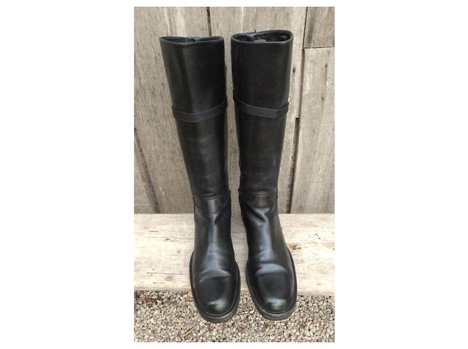 Botas Prada de cuero negro - vista 4