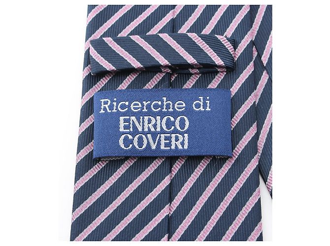 Cravate en soie Enrico Coveri Marine/Rose - vue 4