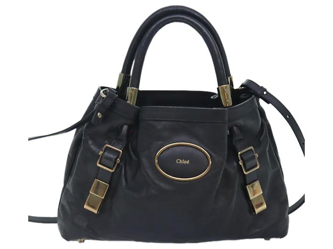 Chloé Borsa a mano in pelle Chloe Victoria 2 vie nera Auth am6849 - vista 13