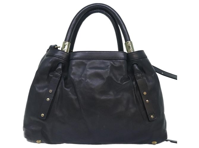 Chloé Borsa a mano in pelle Chloe Victoria 2 vie nera Auth am6849 - vista 2
