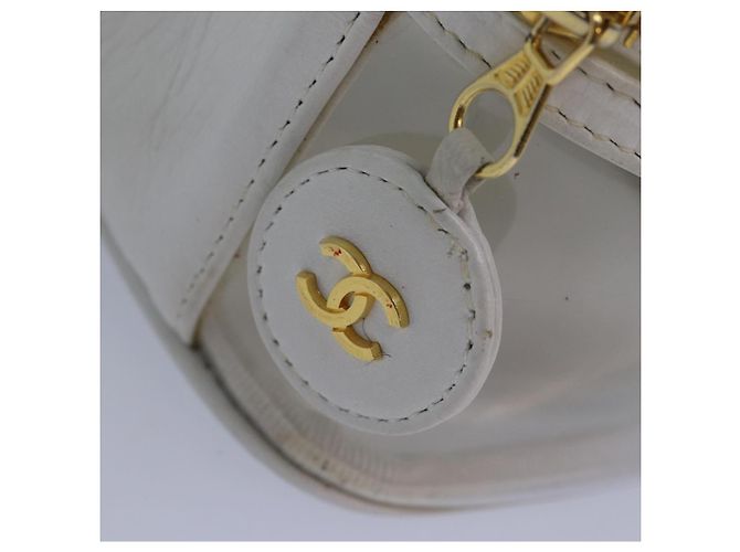 CHANEL COCO Mark Vanity Pouch Vinyl Clear Gold CC Auth yk14951 Golden - view 18