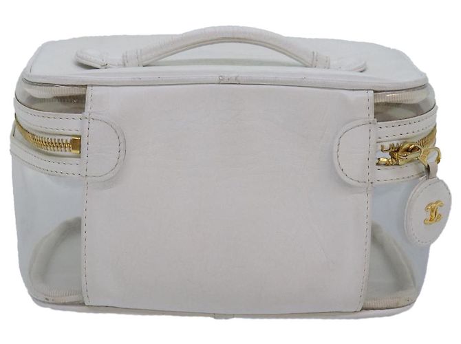 CHANEL COCO Mark Vanity Pouch Vinyl Clear Gold CC Auth yk14951 Golden - view 2