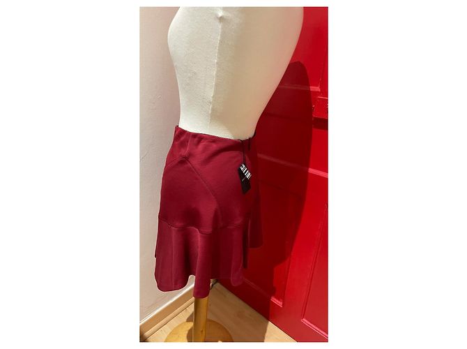 Mini falda Joseph rojo burdeos lana - vista 2