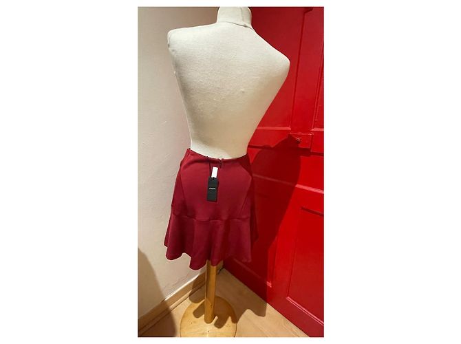 Mini falda Joseph rojo burdeos lana - vista 3