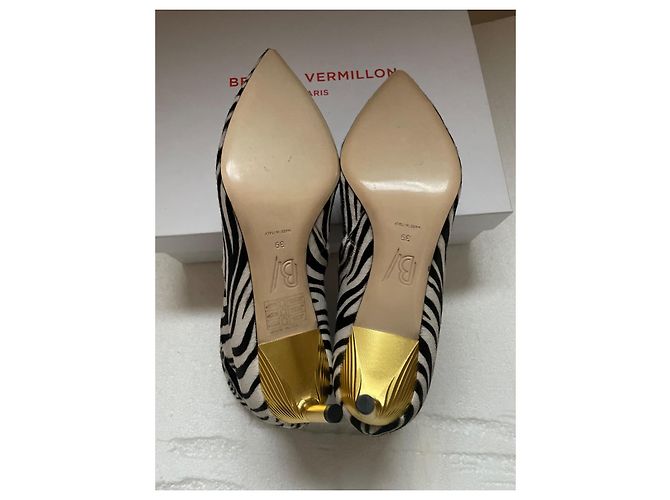 Autre Marque Bettina Vermillon Stiefeletten Leder Zebra Schwarz Weiß - Ansicht 7