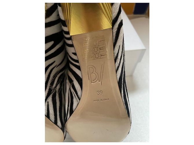 Autre Marque Bettina Vermillon Stiefeletten Leder Zebra Schwarz Weiß - Ansicht 8