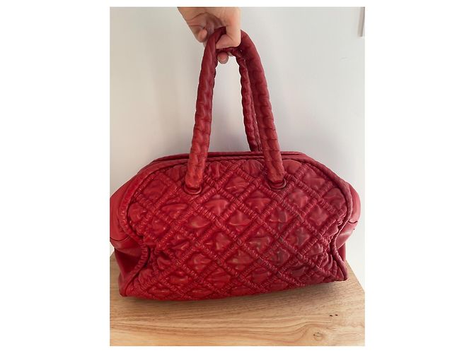 Chanel Boston Bowling Tasche Lammleder Rot - Ansicht 2