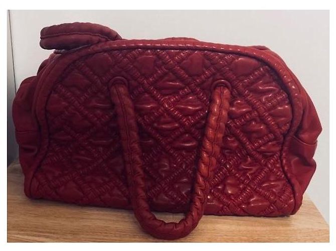 Chanel Boston Bowling Tasche Lammleder Rot - Ansicht 3
