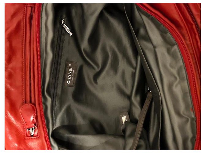 Chanel Boston Bowling Tasche Lammleder Rot - Ansicht 4