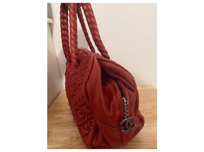 Chanel Boston Bowling Tasche Lammleder Rot - Ansicht 6