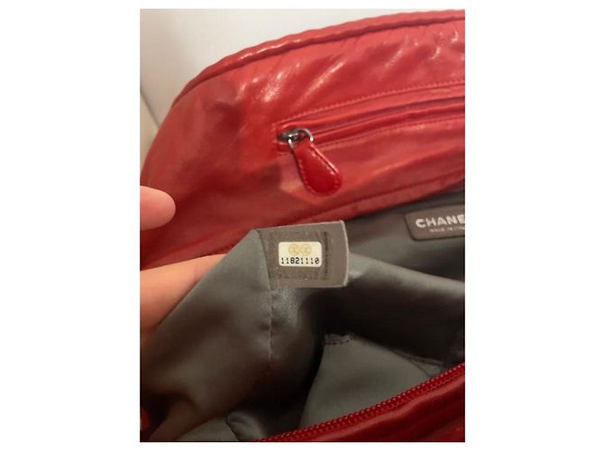 Chanel Boston Bowling Tasche Lammleder Rot - Ansicht 7