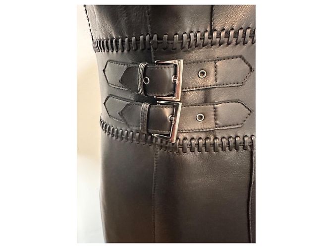 abrigo de flor de cuero Alberta Ferretti talla 38 Negro - vista 10