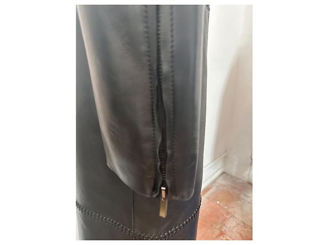 abrigo de flor de cuero Alberta Ferretti talla 38 Negro - vista 11