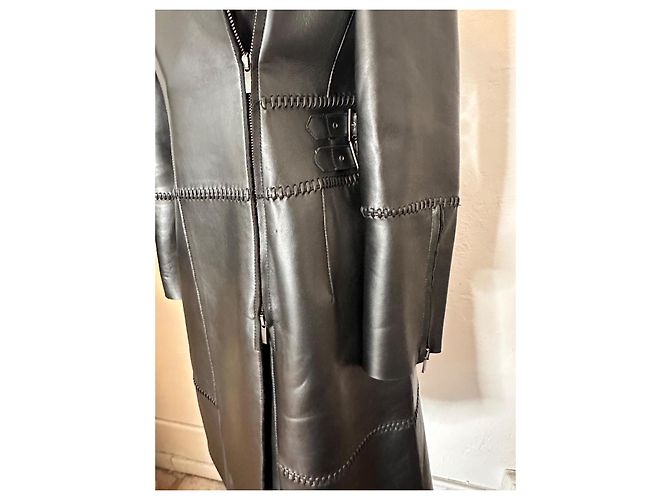 abrigo de flor de cuero Alberta Ferretti talla 38 Negro - vista 12