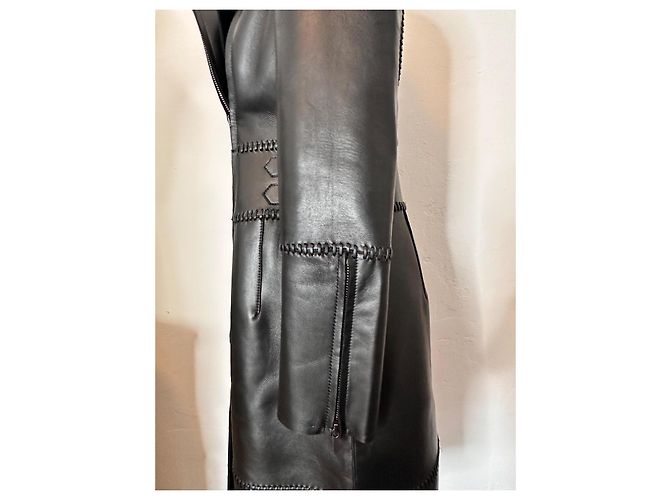 abrigo de flor de cuero Alberta Ferretti talla 38 Negro - vista 13