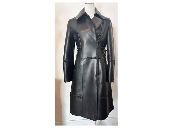 abrigo de flor de cuero Alberta Ferretti talla 38 Negro - vista 2